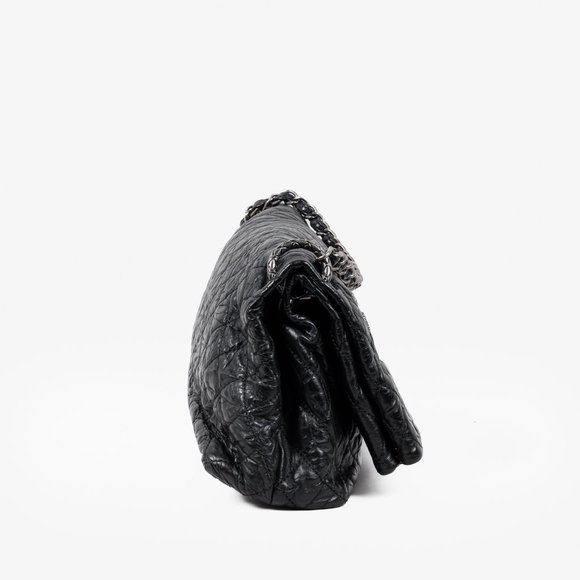 Chanel 2009 Black Quilted Crinkled Calfskin Fold Over CC Bag RHW - Picture 4 of 12